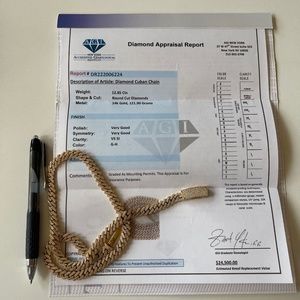 14k Gold Diamond Cuban Chain Necklace